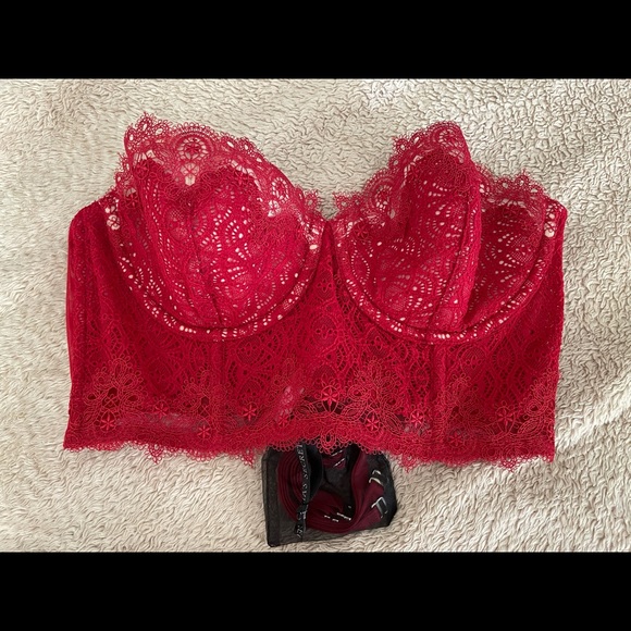 Victoria's Secret Other - Victoria's Secret Red Lace Longline Bustier Bra